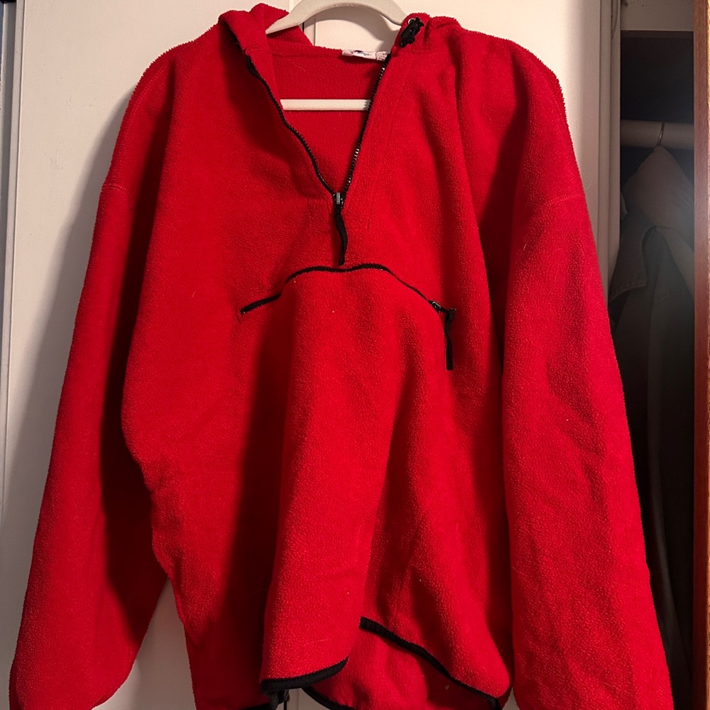 Vintage red quarter zip with front pocket!!